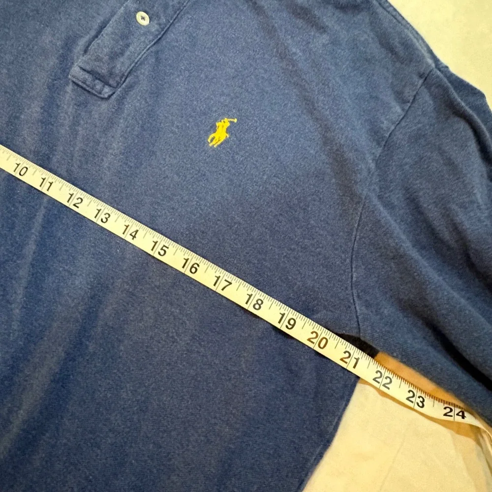 Polo‎ Ralph Lauren Mens Blue Long Sleeve Cotton Polo Shirt Yellow Pony Logo L